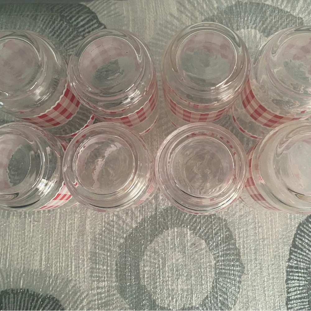 Libbey Red Gingham Pattern Tumblers Farmhouse Cottage Core 12 oz Set of 8